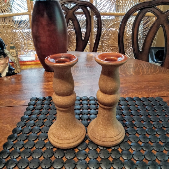 Vintage Royal Haegar Crackled Stoneware Candle Holders - Picture 7 of 7